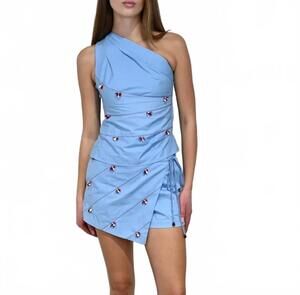 NEW NEVER A WALLFLOWER poppy beaded skort in blue
